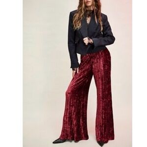 Free People Burgundy Velvet Wide-Leg Pants NWT!